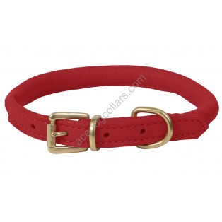 Ace Super Soft Rolled Italian Leather Dog Collar : (brass buckle) 
